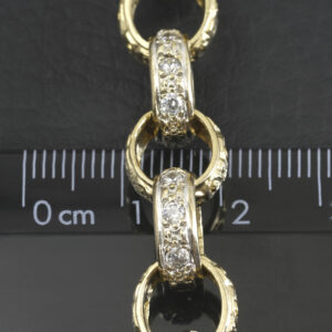 9ct Yellow Gold Gemstone Belcher Bracelet 8&#8243; 10.5mm