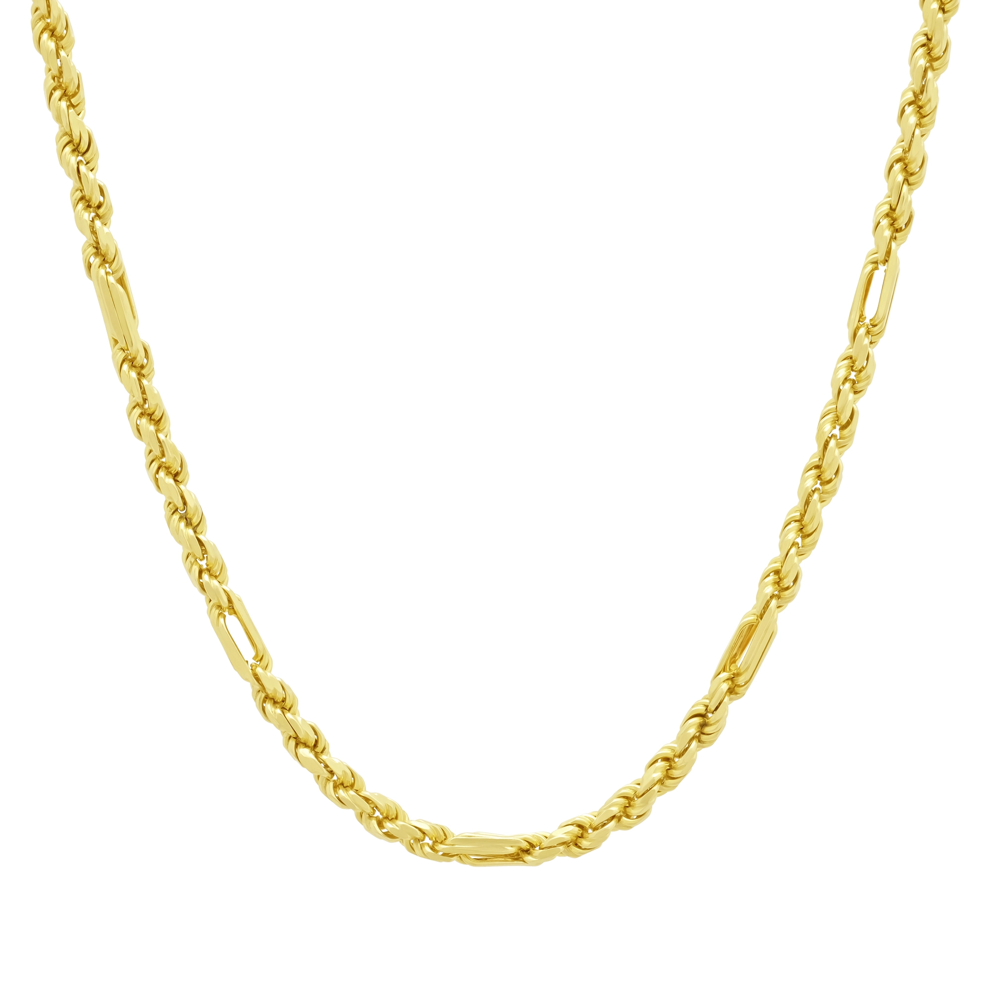 9ct Yellow Gold Diamond Cut Fancy Link Chain 31" 4mm