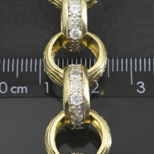 9ct Yellow Gold Gemstone Belcher Bracelet 8.5&#8243; 14mm