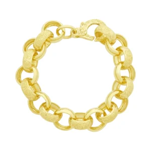 9ct Yellow Gold Patterned Belcher Bracelet 8.5″ 16mm