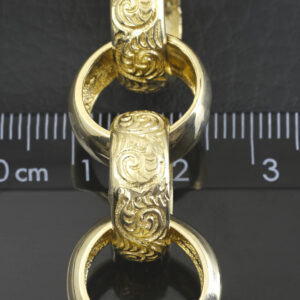 9ct Yellow Gold Patterned Belcher Bracelet 8.5&#8243; 16mm