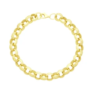 9ct Yellow Gold Patterned Belcher Bracelet 9″ 10mm