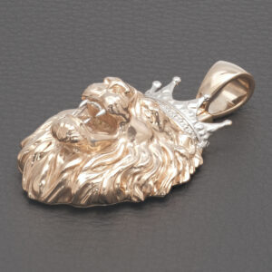 9ct Rose &#038; White Gold Lion Pendant