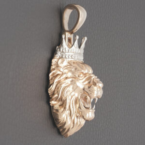 9ct Rose &#038; White Gold Lion Pendant