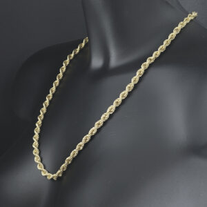 9ct Yellow Gold Rope Chain 24.5&#8243; 6.5mm