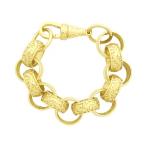 9ct Yellow Gold Patterned Belcher Bracelet 7″ 16.5mm