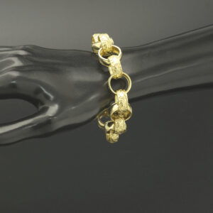 9ct Yellow Gold Patterned Belcher Bracelet 7″ 16.5mm