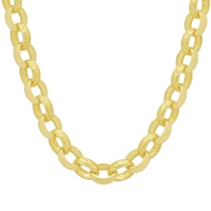 9ct Yellow Gold Patterned Belcher Chain 25.5″ 10.5mm