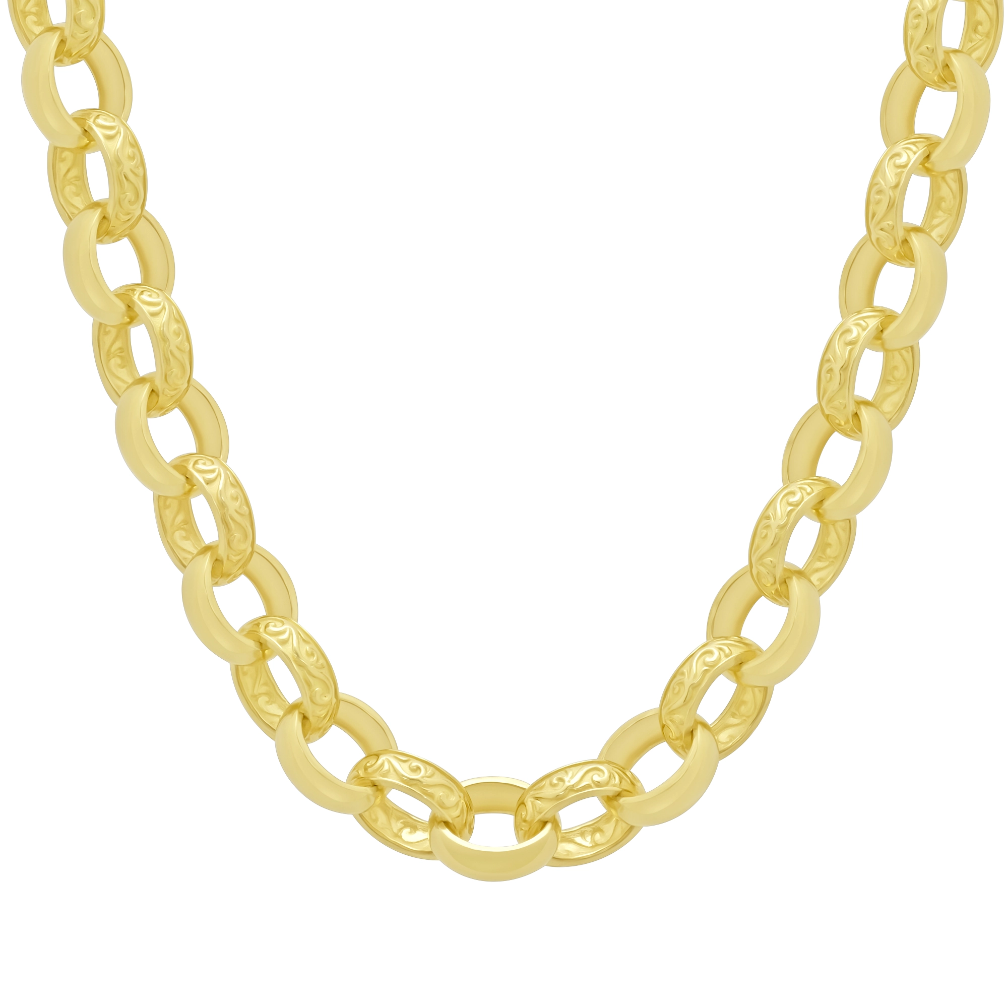 9ct Yellow Gold Patterned Belcher Chain 25.5" 10.5mm