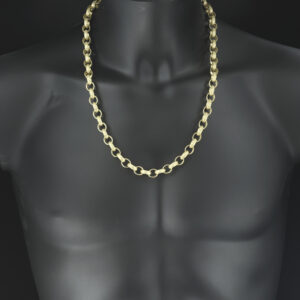 9ct Yellow Gold Patterned Belcher Chain 25.5″ 10.5mm