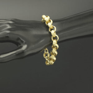 9ct Yellow Gold Patterned Belcher Bracelet 8″ 12mm