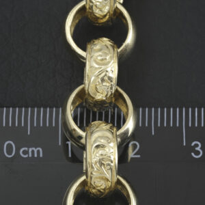 9ct Yellow Gold Patterned Belcher Bracelet 8″ 12mm