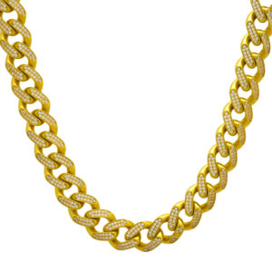 9ct Yellow Gold Gemstone Cuban Chain 24″ 10.5mm