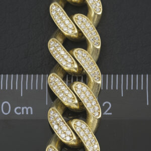 9ct Yellow Gold Gemstone Cuban Chain 24&#8243; 10.5mm