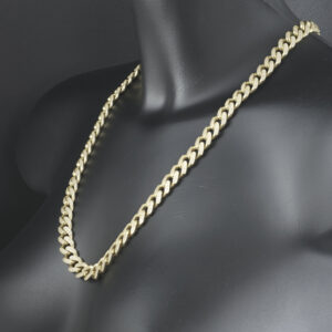 9ct Yellow Gold Gemstone Cuban Chain 24&#8243; 10.5mm