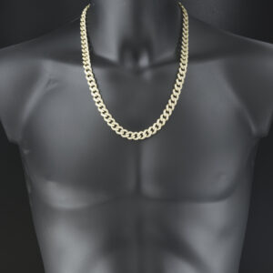 9ct Yellow Gold Gemstone Cuban Chain 24&#8243; 10.5mm