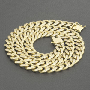 9ct Yellow Gold Gemstone Cuban Chain 24&#8243; 10.5mm