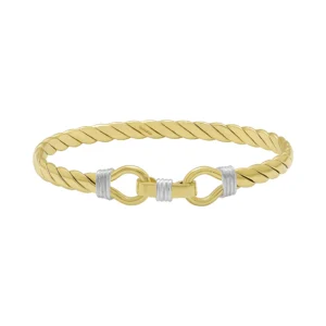 9ct Yellow & White Gold Double Loop Bangle