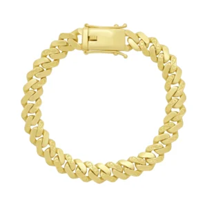 9ct Yellow Gold Patterned Cuban Bracelet 8.5″ 10mm