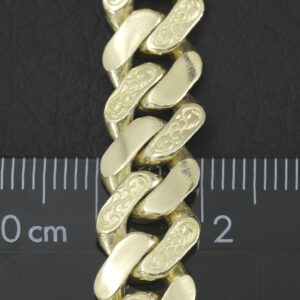 9ct Yellow Gold Patterned Cuban Bracelet 8.5&#8243; 10mm
