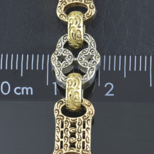 9ct Tri-Colour Stars &#038; Bars Bracelet 7&#8243; 9.5mm