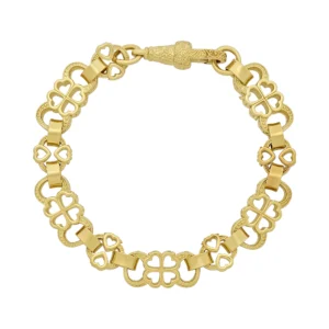 9ct Yellow Gold Fancy Link Stars & Bars Bracelet 6.5″ 8.5mm