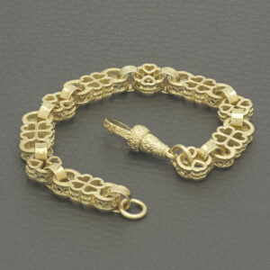 9ct Yellow Gold Fancy Link Stars &#038; Bars Bracelet 6.5″ 8.5mm
