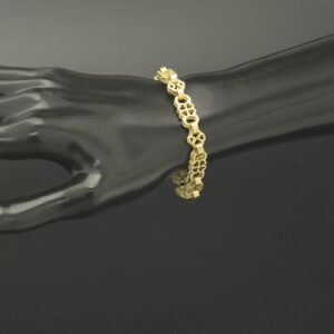 9ct Yellow Gold Fancy Link Stars &#038; Bars Bracelet 6.5″ 8.5mm