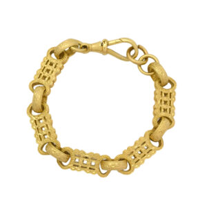 9ct Yellow Gold Stars & Bars Bracelet 7″ 8.5mm