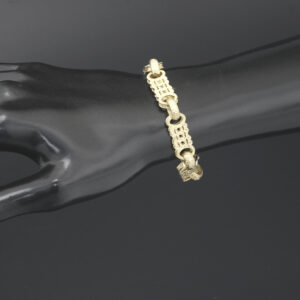 9ct Yellow Gold Stars & Bars Bracelet 7″ 8.5mm