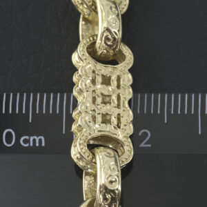 9ct Yellow Gold Stars & Bars Bracelet 7″ 8.5mm