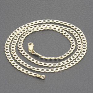 9ct Yellow &#038; White Gold Curb Chain 18&#8243; 3.5mm