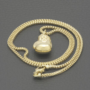 9ct Yellow Gold Franco Chain &#038; Boxing Glove Pendant 20&#8243; 2mm