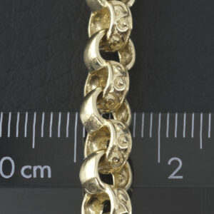 9ct Yellow Gold Patterned Belcher Bracelet &#038; Gemstone Hearts 6&#8243; 6.5mm