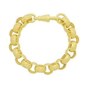 9ct Yellow Gold Patterned Belcher Bracelet 9″ 13.5mm