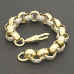 9ct Yellow Gold Gemstone Belcher Bracelet 9&#8243; 14mm