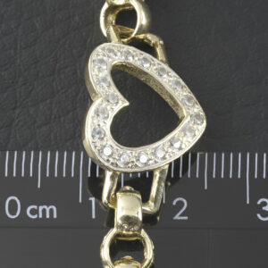 9ct Yellow Gold Patterned Belcher Bracelet &#038; Gemstone Heart 6.5&#8243; 6.5mm