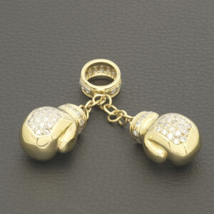 9ct Yellow Gold Gemstone Boxing Gloves Belcher Pendant