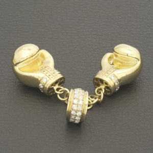 9ct Yellow Gold Gemstone Boxing Gloves Belcher Pendant