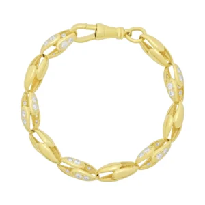 9ct Yellow Gold Gemstone Acorn Bracelet 10″ 11mm