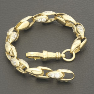 9ct Yellow Gold Gemstone Acorn Bracelet 10&#8243; 11mm