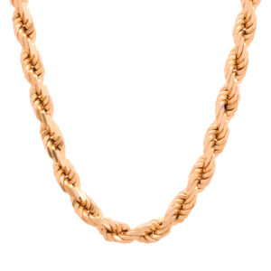 9ct Rose Gold Diamond Cut Rope Chain 26″ 6.5mm