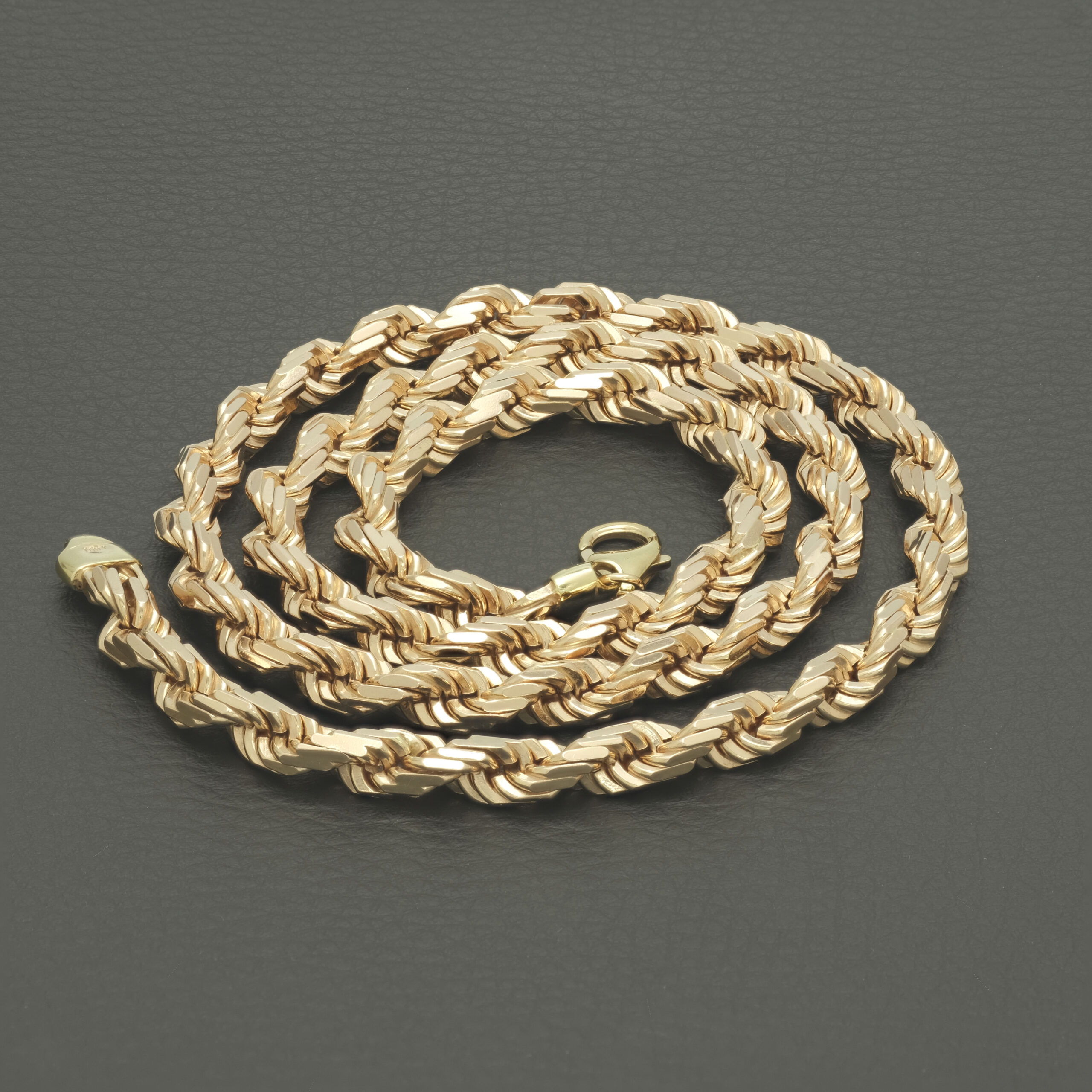 9ct Rose Gold Diamond Cut Rope Chain 26" 6.5mm - Image 4