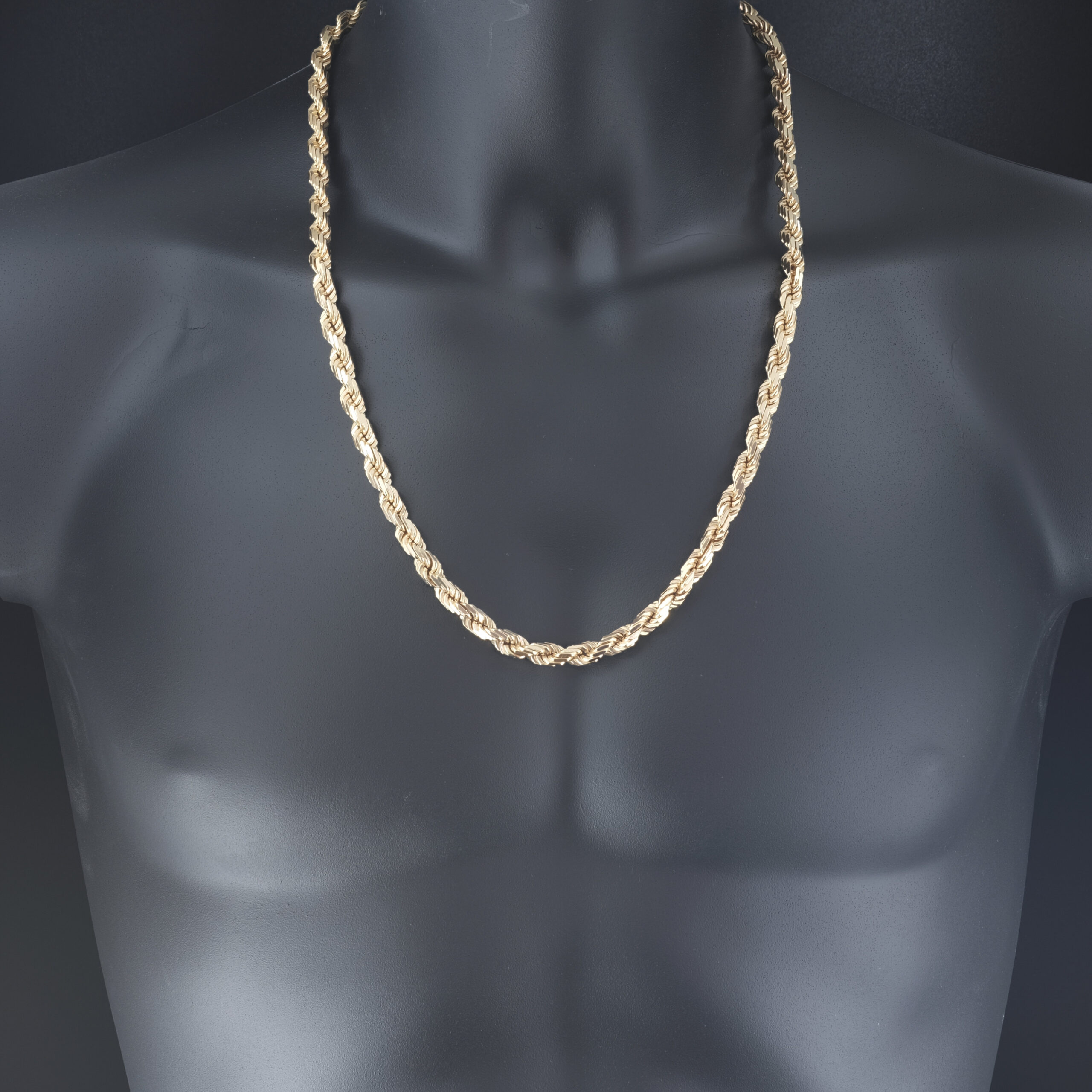 9ct Rose Gold Diamond Cut Rope Chain 26" 6.5mm - Image 3