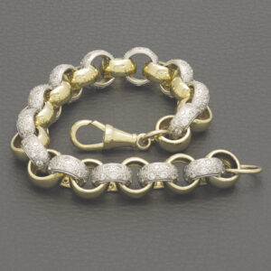 9ct Yellow Gold Gemstone Belcher Bracelet 8.5&#8243; 12mm