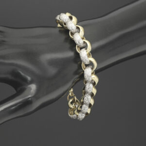 9ct Yellow Gold Gemstone Belcher Bracelet 8.5&#8243; 12mm