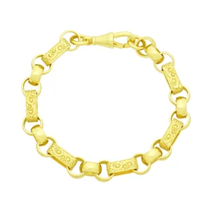 9ct Yellow Gold Gypsy Link Bracelet 8″ 9mm