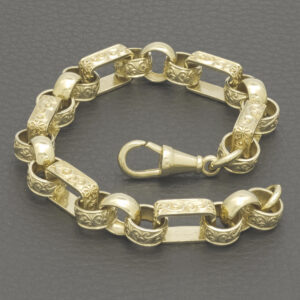 9ct Yellow Gold Gypsy Link Bracelet 8&#8243; 9mm