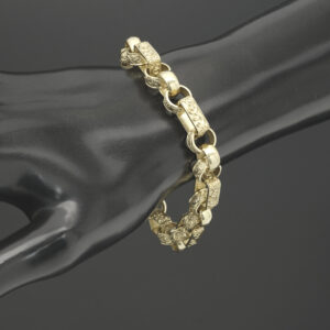 9ct Yellow Gold Gypsy Link Bracelet 8&#8243; 9mm