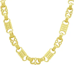 9ct Yellow Gold Stars & Bars Chain 28″ 14mm